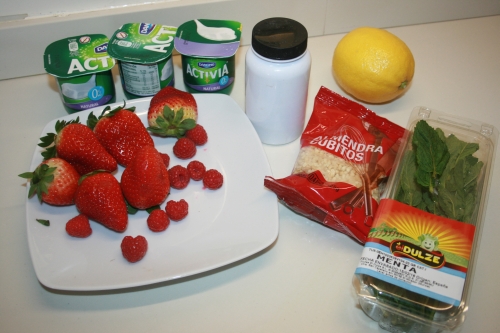 00. Ingredientes para crema de yogur con frutos rojos