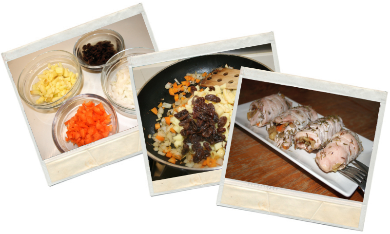 Rollitos de pavo rellenos