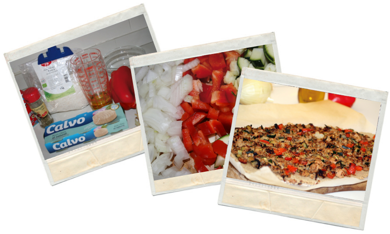 coca ibicenca de verduras y atún